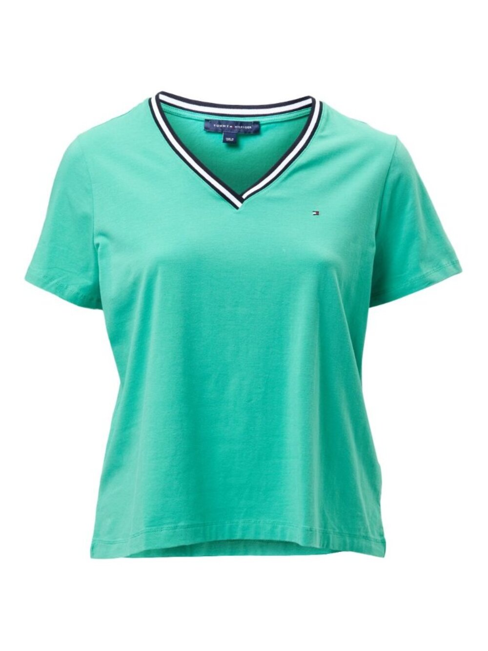 Tommy Hilfiger Womens Contrast Trim Basic T-Shirt Green Plus Size 2X NWT